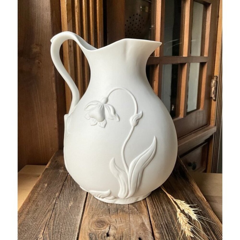Metropolitan Museum of Art White Bisque Floral Pitcher